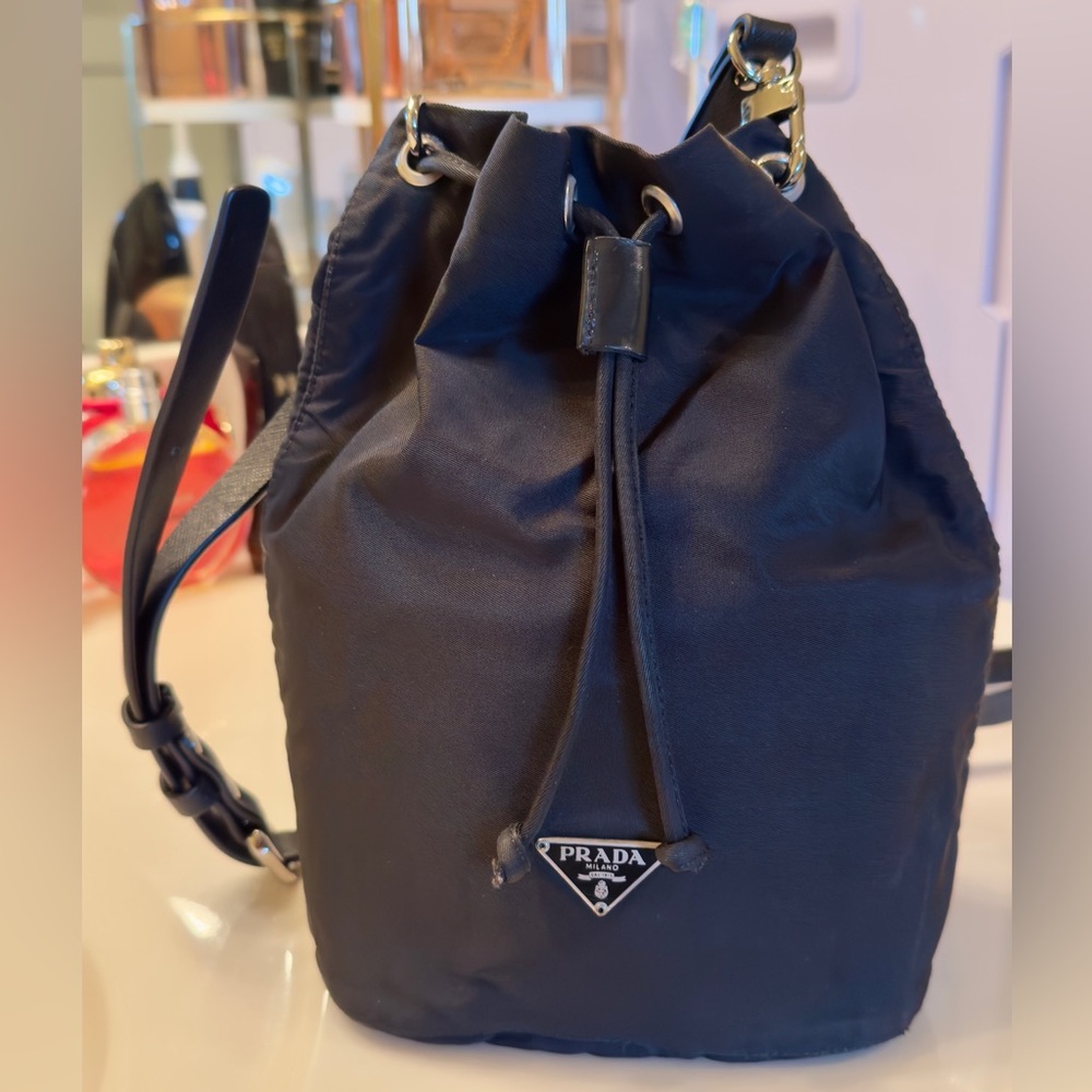 PRADA tessuto black nylon mini bucket bag